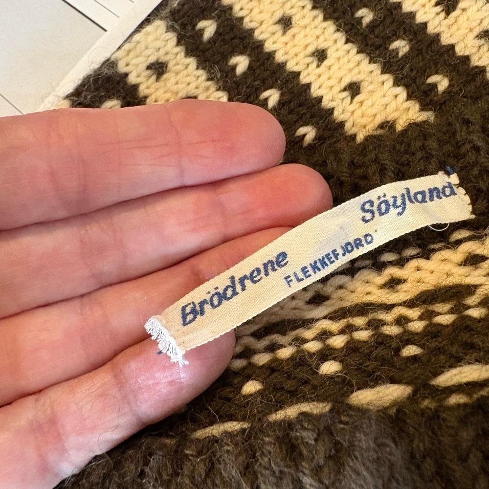 Vintage Norwegian Wool Cardigan Brødrene Søylænd Fair Isle Sweater M Nordic - Picture 7 of 7